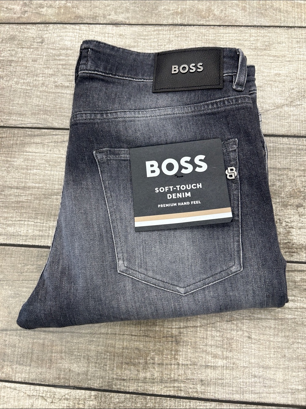 100% Authentic BOSS by Hugo Boss Men's Soft-Touch Denim Jeans - Grey Wash NWT